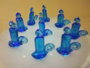 25 Small Blue Glitter Candle Loop Handle Bulbs for Ceramic Christmas Tree