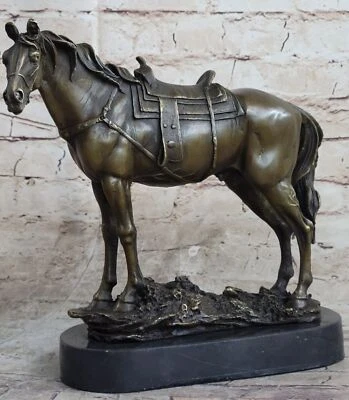 Vintage Horse Figurine Statue Brass Bronze Copper Metal Western Saddle Artwork