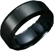 [Mulmoy] Ring Men Titanium Black Men's Style Matte Stainless Steel Ring Titanium Steel Ring Jewelry Retro