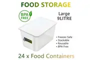 24x Food Storage Container Lid 9L Large BPA FREE Plastic Box Lunchbox Meal Prep
