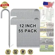 Versatile 12-Inch J Hook Rebar Stakes - 55 Galvanized Ground Anchors for Tents