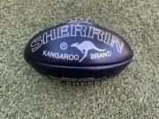 AFL SHERRIN AUSTRALIAN MADE NAVY LEATHER GAME FOOTBALL FOOTY - Premiers MCG