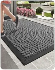 Color&Geometry Large Double Front Door Mat Outdoor Doormat for Home Entrance Outside Entry Exterior Floor Heavy Duty Non-Slip Welcome Matt for Patio Waterproof - 24"x47" Grey