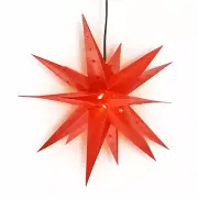 Lantern + Cord + Bulb | 23" Red Moravian Weatherproof Star Lantern Lamp, Mult...