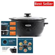 Versatile 6-Quart Slow Cooker with Tempered Glass Lid & Cool-Touch Handles