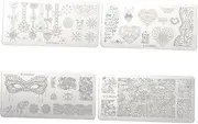 Beatifufu Diy Nail Art Plates Kit 4 Pcs Nail Images Stamping Template Manicure Stencils Nail Polish Stamps Kit