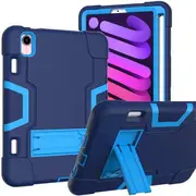 For Apple iPad Mini 7 8.3" 2024 /Mini 6 6th Gen 8.3 inch 2021 Hybrid Fancy Shockproof Heavy Duty Kickstand Case Cover (Navy Blue)
