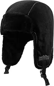 [Clakllie] Unisex Windproof Ushanka Russian Aviator Pilot Cap Earflaps Men Winter Trooper Hunting Eskimo Hats Warm Fur Lined Leather Ski Trapper Bomber Hat for Skiing Skating Outdoor Sport Activities