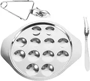 ASAKKURA 1Set Stainless Steel Escargot Plate Seafood Serving Dish with Compartments Snail Plate for Shellfish for Seafood Buffets and Appetizers