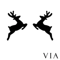 在飛比找ETMall東森購物網優惠-【VIA】節日系列 聖誕節日飛奔小鹿造型白鋼耳釘 造型耳釘黑
