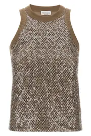 BRUNELLO CUCINELLI Top Dazzling Net Embroidery
