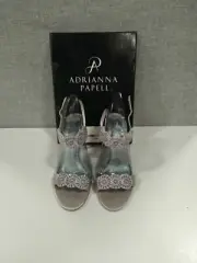 Adrianna Papell Women's Gabriella Dress Heels Sandal Silver 9.5 M US $179