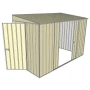 Build-a-Shed 1.5 x 3 x 2m Double Sliding Side Door Skillion Shed - Cream