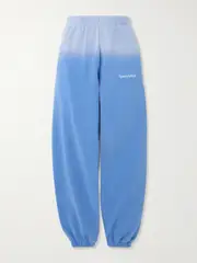 [Sporty & Rich] Sporty & Rich - Embroidered Ombré Cotton-jersey Track Pants - Light blue - x small x small Blue