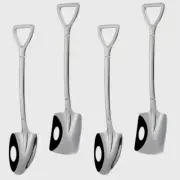 Utensils Shovel Shape Spoons Stainless Steel Silver 2 Round & 2 Square 4 Pc. Set
