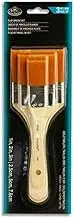 SG Education PR 85154 Flat Brush Set, 2.5 cm, 5 cm and 7.6 cm Size, Gold Taklon (Pack of 3)