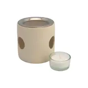 Farfalla Beige Cylinder Incense Burner with Sieve