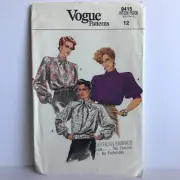 Vogue Pattern 9415 Misses Sz 12 Blouse/Top/Shirt Sewing Pattern FF UNCUT