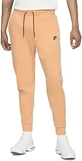 [Nike] Sportswear Men's Washed Tech Fleece Joggers Pants (Orange Frost/Black, Small)