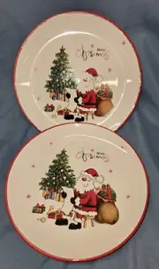 Set of 6 Darthome Christmas Holiday Dessert Salad Serving Plates Santa Snowman +