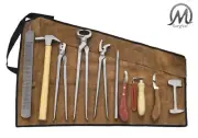 10 Pcs Horse Farrier Hoof Grooming Shoe Care Tools Kit with Carry leather bag