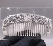 Pure 999 Fine Silver Hair Comb Plum Blossom Healthy Hair Care 3.9inchL/60-61g