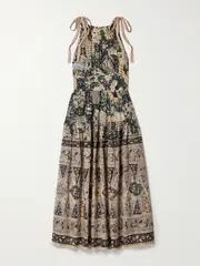 [Ulla Johnson] Ulla Johnson - Essie Smocked Tiered Printed Cotton-blend Voile Midi Dress - Brown - US6 US 6 Brown