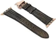 [VIP Billionaires] Luxury Varan Leather Watch Straps, Handmade Smart Watch Bands, Compatible With All Series, 1.6 inches (40 mm), 1.7 inches (44 mm), Gold plated Buckle (Brown)