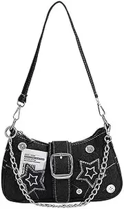 [AZIDWERYQ] Y2k Purse, Vintage Trendy Y2k Bag with Chain Decor, Underarm Shoulder Bag with Top Handle, Zipper Purses for Women Girls Work Travel Purse
