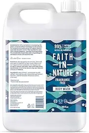 Faith In Nature Natural Perfume-Free Shower Gel for Sensitive Skin, Vegan & Cruelty Free, Paraben and SLS, 5 L Refill Pack, 5000 ml
