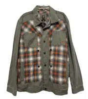 New Men’s Cavi Great Taste Green Plaid Denim Jacket Coat 4 Xl Casual
