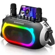 Karaoke Machine for Adults Kids with 2 Wireless Microphones, Bluetooth PA Spe...