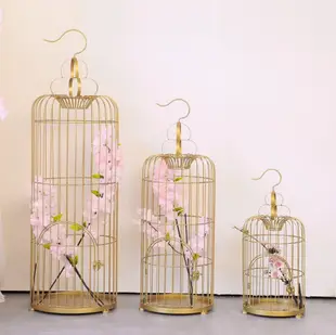 倉庫現貨清出 裝飾鳥籠鐵藝鳥籠擺件櫥窗鳥籠金色鳥籠花藝軟裝鳥籠裝飾道具