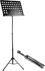 RockJam G905 Height & Angle Adjustable Orchestral Conductor Sheet Stand, Matte Black