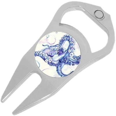 Watercolor Octopus Golf Ball Marker Divot Repair Tool Bottle Opener