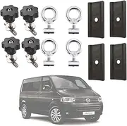 Set of Lashing Eyelets for securing Loads and Rail Covers Compatible with VW T5, T6, T6.1, Multivan, California, Caravelle - Secure Lashing of Luggage - Secure anchoring 12 Pieces