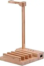 Headphone Stand Light Weight Wooden Headphone Hanger Holder Stand with USB Interface Universal Charging Headset Holder