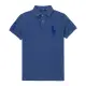 【RALPH LAUREN】RL POLO 經典刺繡大馬短袖POLO衫 上衣-麻花灰藍色(CUSTOM SLIM FIT/春夏舒適/平輸品)