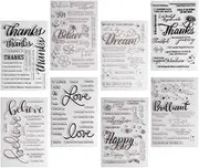 EXCEART Stamp Block 8pcs Silicone Stamps Letters Clear Stamps Seal Blocks English Words Template Stamper for Scrapbooking Crafts Making Diary Album(Mixed Style, Black)