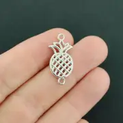 BULK 25 Pineapple Connector Charms Silver Tone 2 Sided Open Design - SC7531