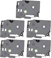 5 Pack Label Maker Tape for TZC231, 12mm Waterproof Label Tape Replacement with Black On White, Label Maker Refills Strong Adhesive Office Labeling Tapes (White)