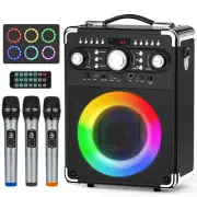 Party Bluetooth Speaker +3 Microphones Party Karaoke Machine System For Wedding