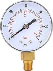 Air Pressure Gauge, Oil Pressure Gauge, Water Pressure Gauge for Providing Accurate Measurements of Air, Water, Oil and Gas (0-60psi 0-4bar)