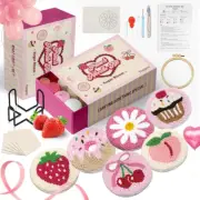 6PCS Punch Needle Coaster Kit Easy DIY Embroidery Set for Beginners & Kids