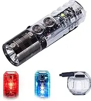 RovyVon A26 EDC Flashlight USB C Rechargeable Bright LED Torch 850mAh Battery Keychain Light Flashlight Battery for EDC Carry with Magnetic Clip (365nmU/Red/White Side Lights)