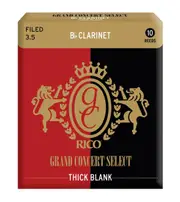 Rico Grand Concert Select Thick Blank Clarinet Reeds, Filed, Strength 3.5, 10-pack