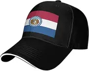 SSIULUS Missouri State Flag Casquette Cap Hats,Trucker,Baseball Cap with Snapback,Perfect for Summer,Golf