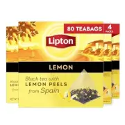 Lipton Black Tea Lemon, Pyramid Bags, Flavored Teabags for a 80 Bags