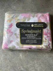 Springmaid Wondercale No Iron Precale Double Fitted Sheet Retro Floral NIP NOS