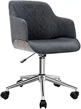 Artiss Ergonomic Office Chair Wooden Computer Desk Chairs with Height Adjustable PU Leather Seat, Mid Back and 360°-Swivel Seating Grey for Gaming Room Executive Home Use
